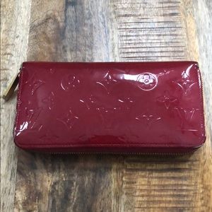 Louis Vuitton Red Patent Leather Zip Wallet